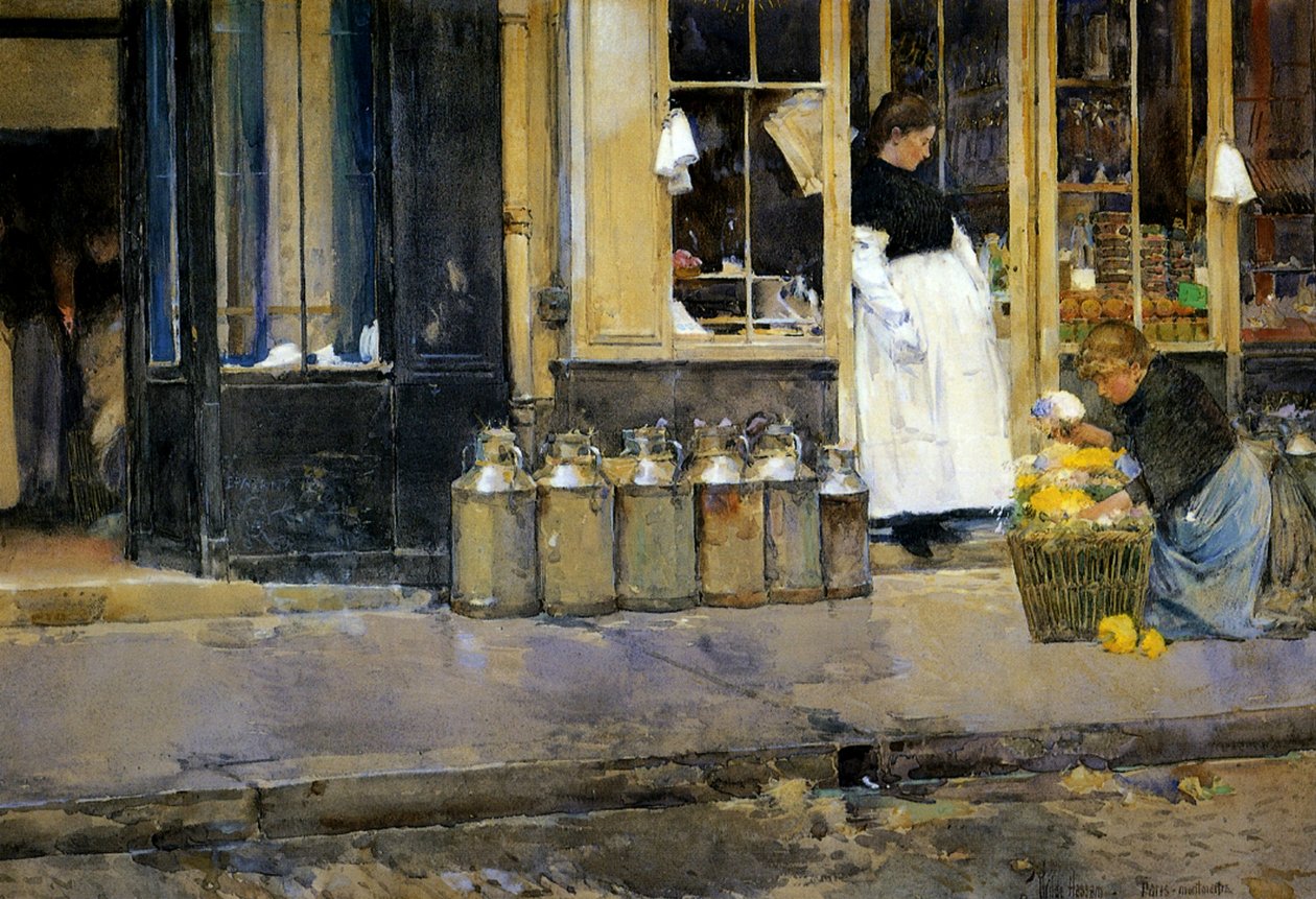 Mleko bańki, ok.1888 (akwarela na papierze) autorstwa Childe Frederick Hassam