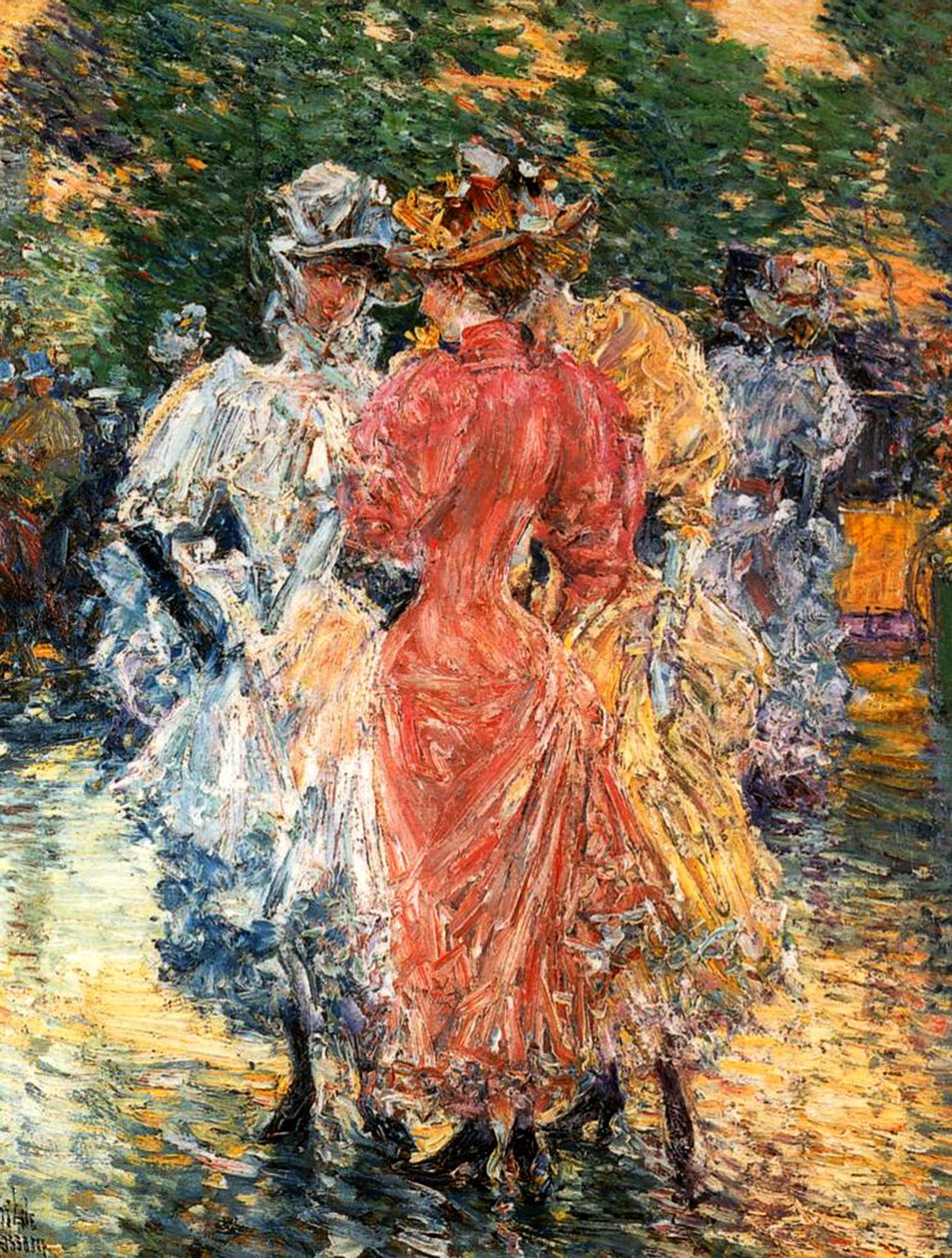 Młode kobiety na czacie, ok. 1892 (olej na płótnie) autorstwa Childe Frederick Hassam