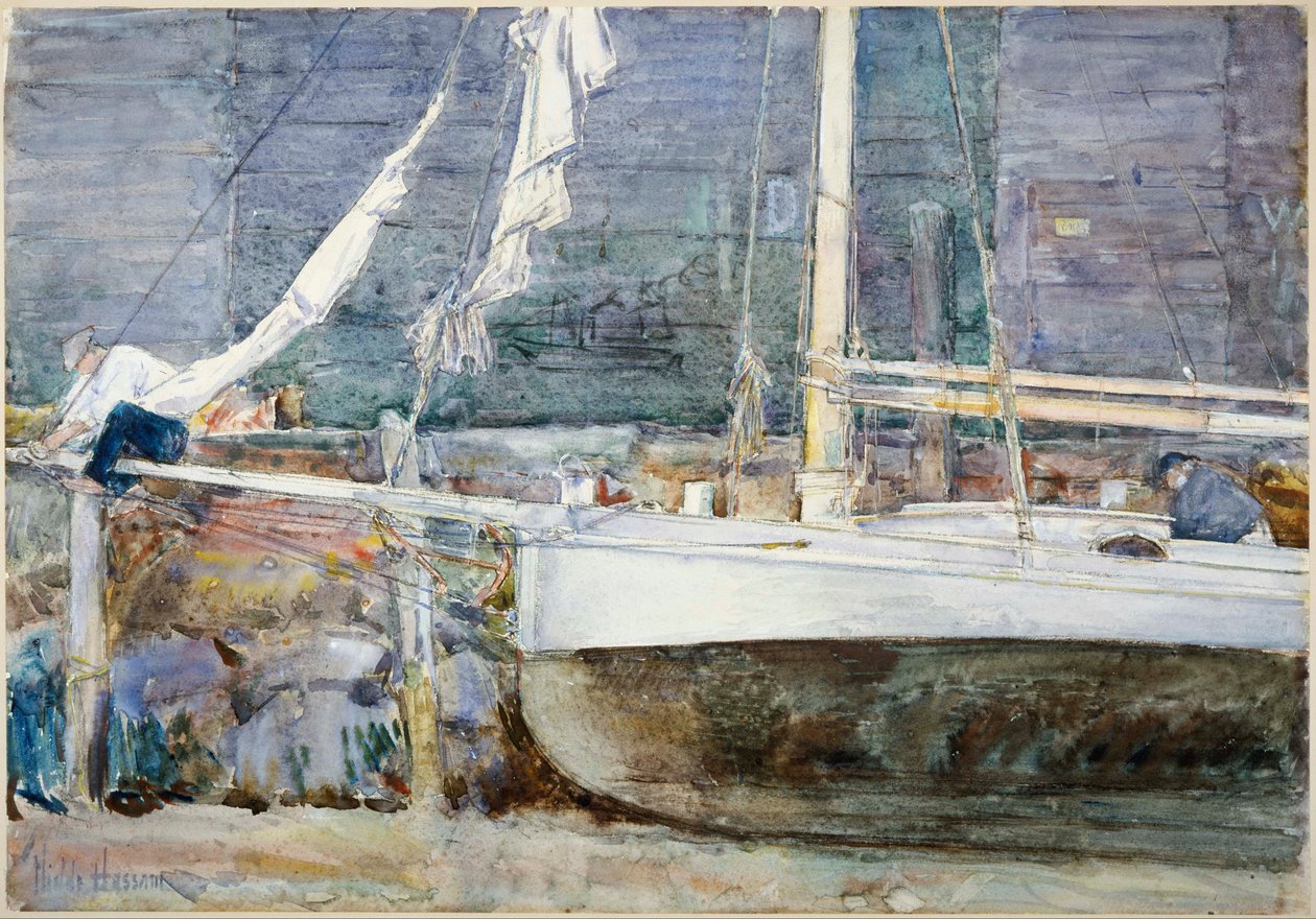 Suchy dok, Gloucester autorstwa Childe Hassam