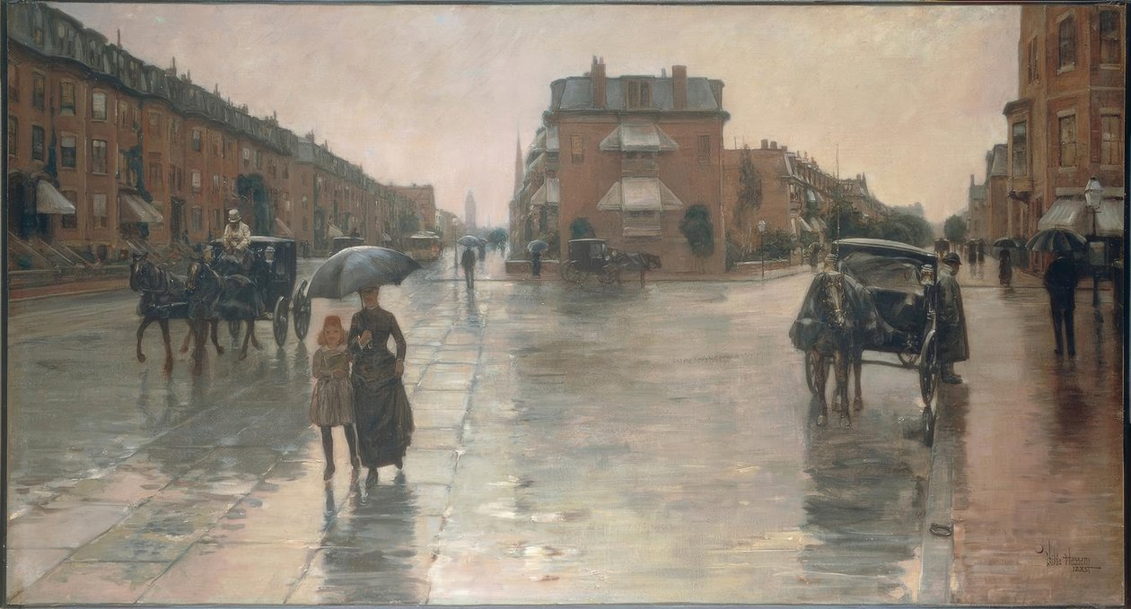 Frederick Childe Hassam (1859-1935). Deszczowy dzień w Bostonie, 1885. Olej na płótnie. autorstwa Childe Hassam
