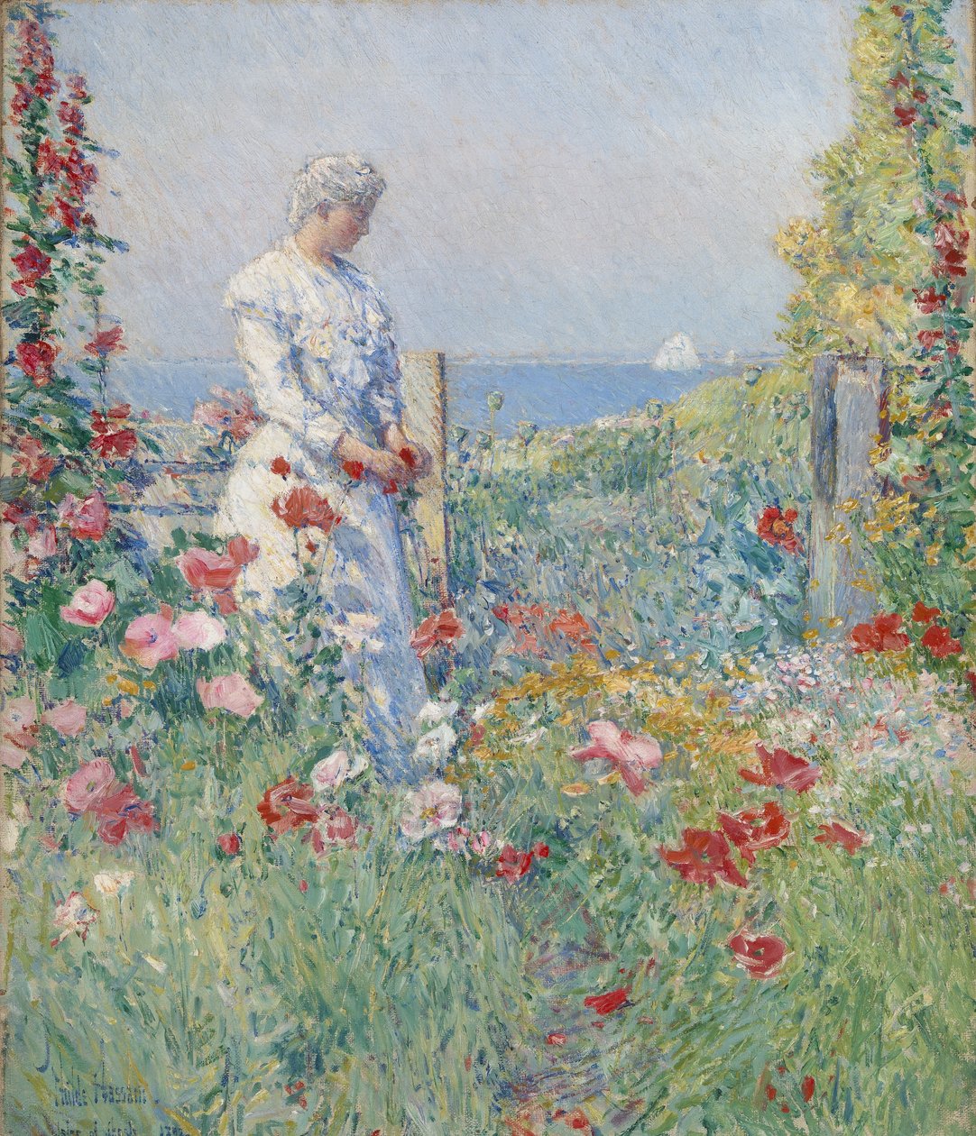 W ogrodzie (Celia Thaxter w swoim ogrodzie) autorstwa Childe Hassam