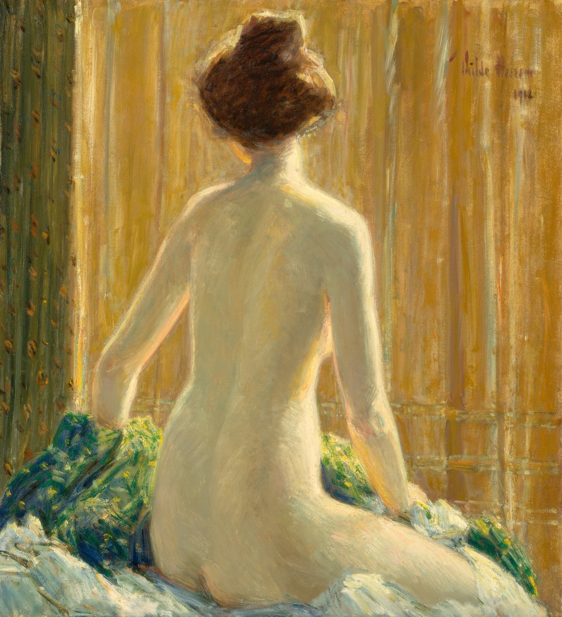Nago, w pozycji siedzącej autorstwa Childe Hassam