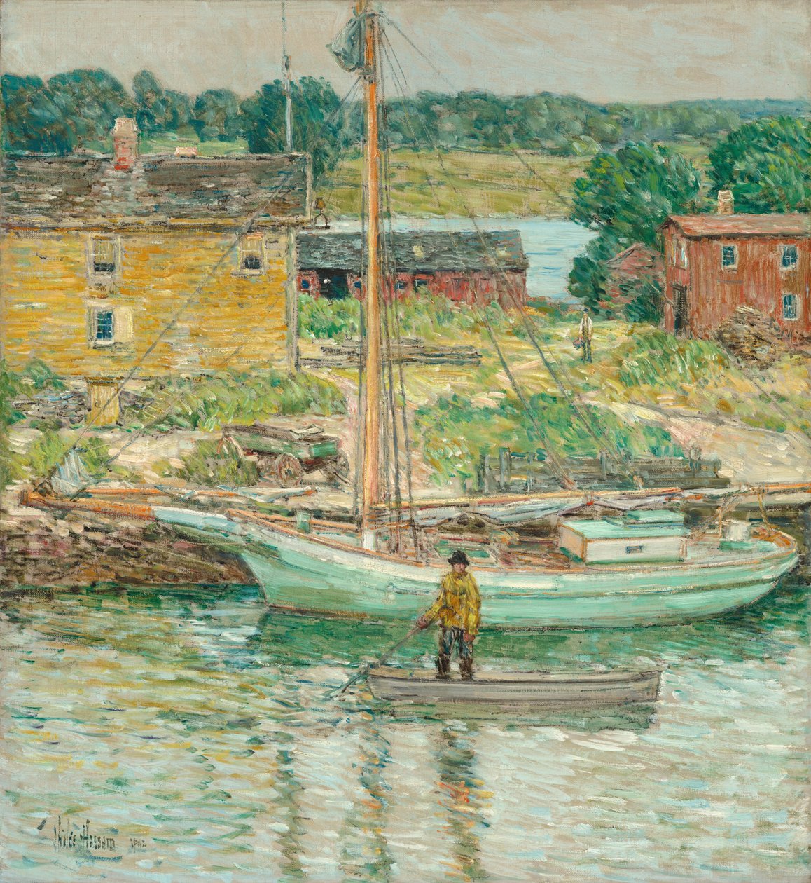 Slup ostrygowy, Cos Cob autorstwa Childe Hassam