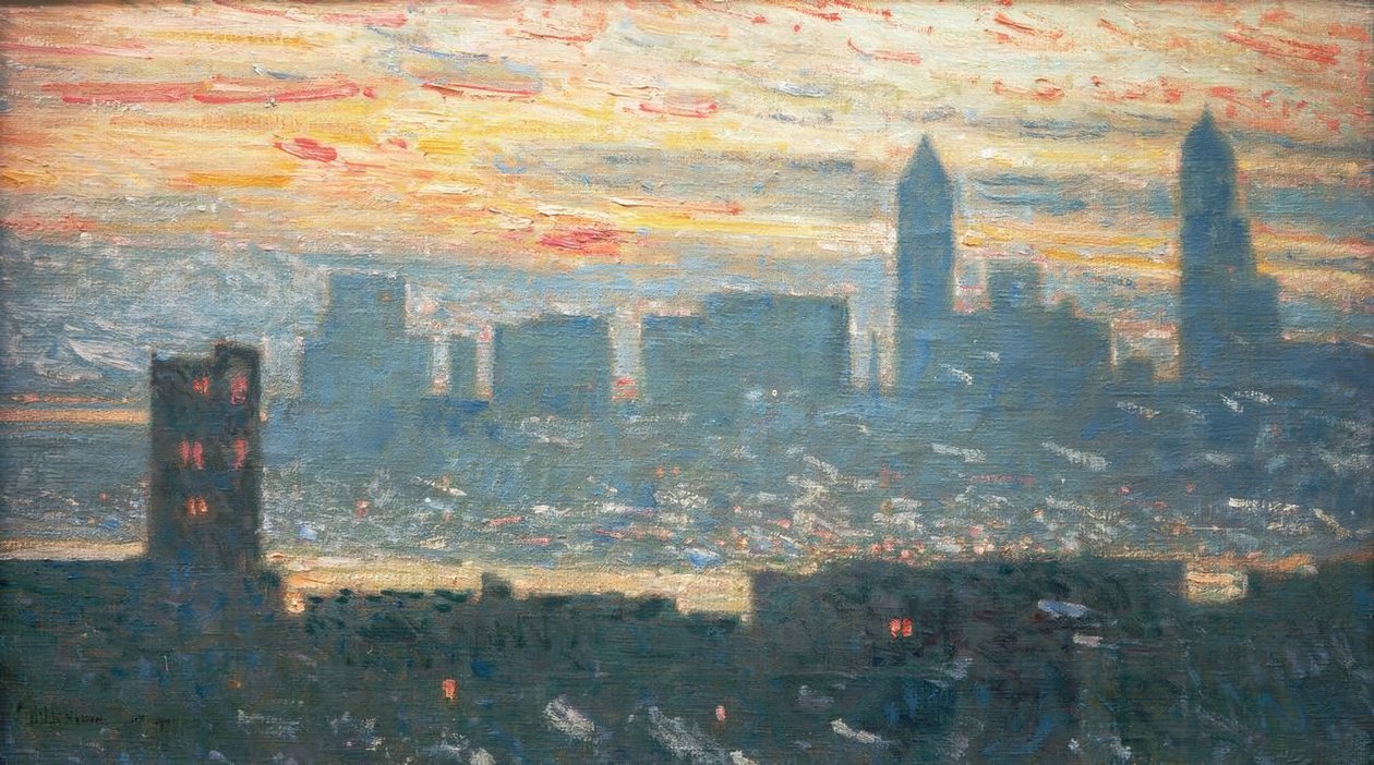 Zachód słońca na Manhattanie autorstwa Childe Hassam