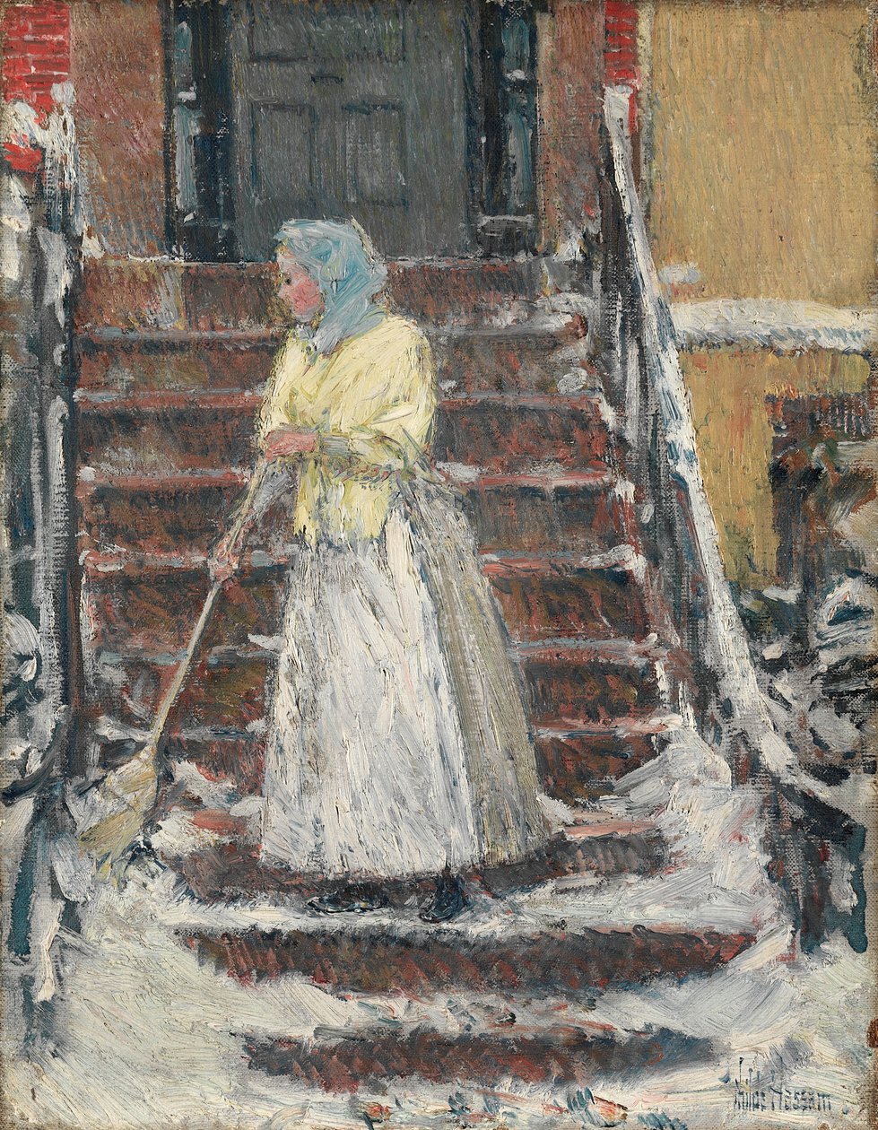 Zamiatanie śniegu, lata 90. XIX wieku. autorstwa Childe Hassam