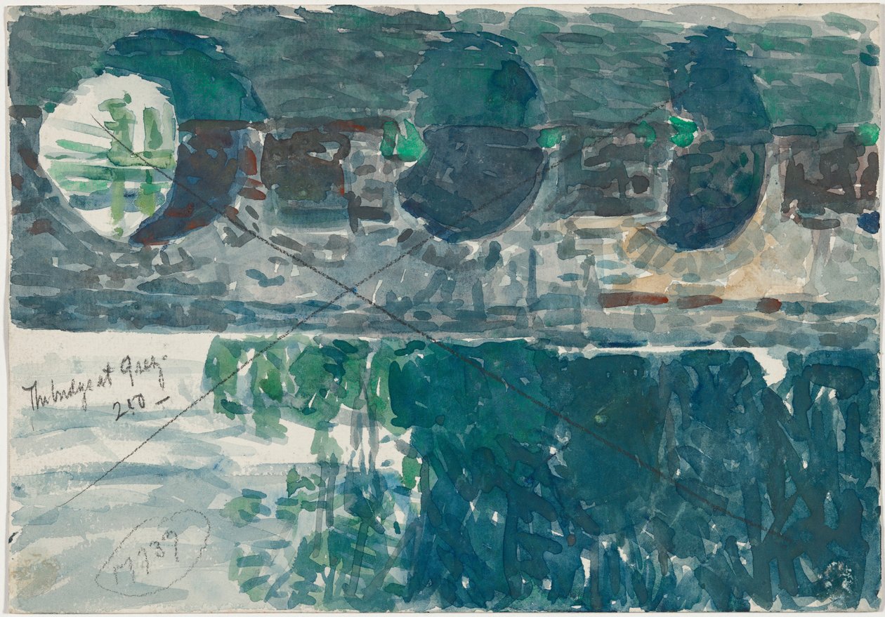 Most w Grez [verso] autorstwa Childe Hassam