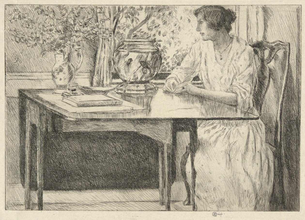 Stół Kolonialny (Holley House, Cos Cob) (prosto); Krajobraz ze stodołą (verso) autorstwa Childe Hassam