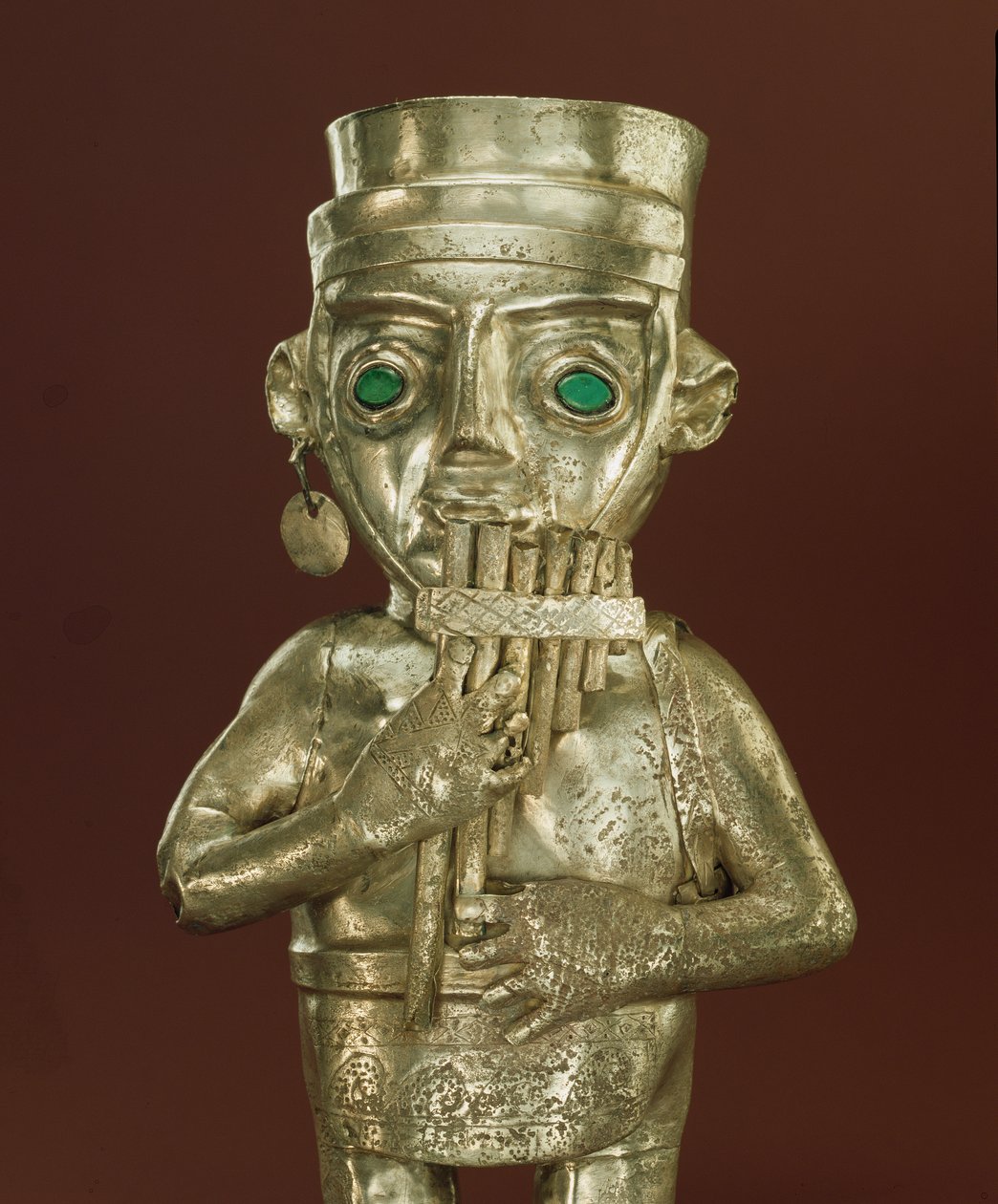 Naczynie Panpiper (srebro i malachit) autorstwa Chimu Culture