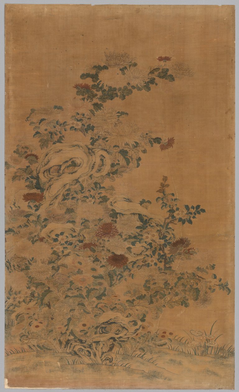 Kesi Panel: Skały i chryzantemy autorstwa China, Qing dynasty
