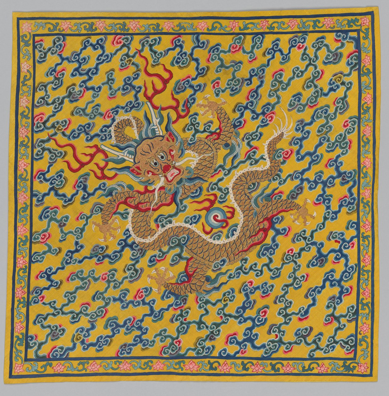 Opakowanie na zwój gobelinu mieszający się z czystą i błotnistą wodą u zbiegu rzek Jing i Wei autorstwa China, Qing dynasty
