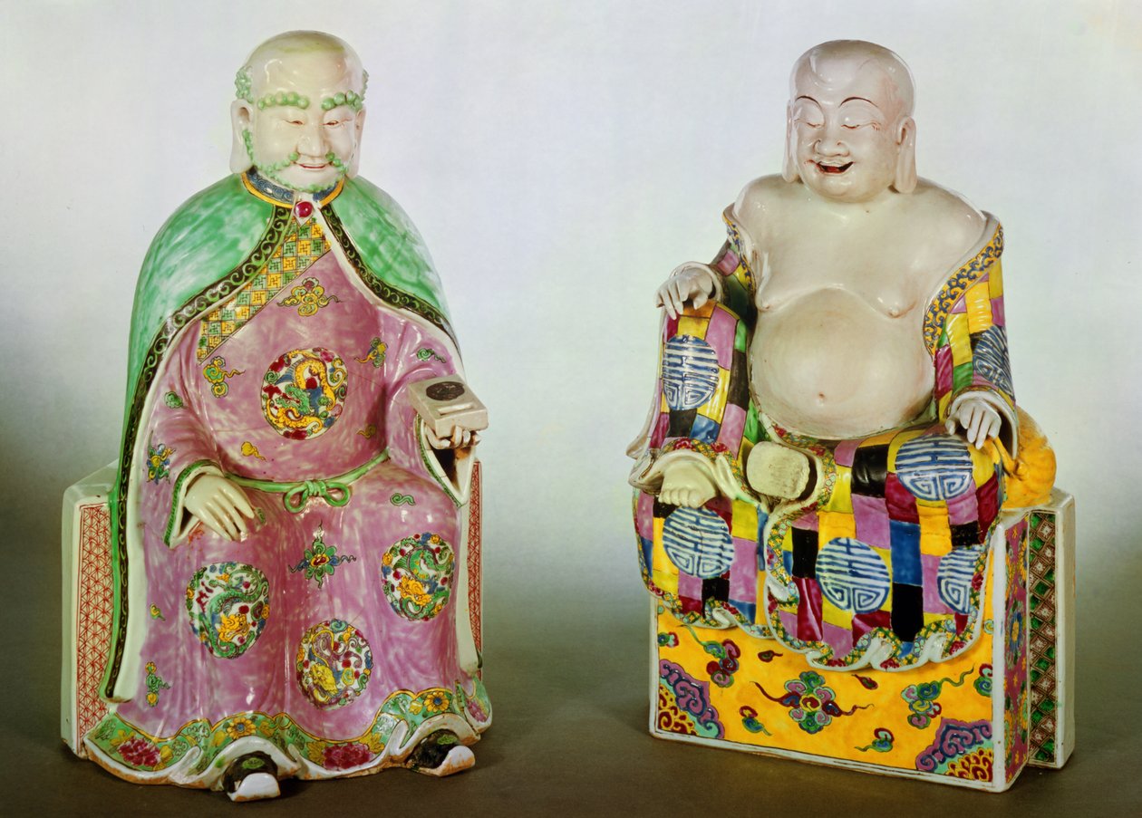 Dwie postacie Buddy, okres Chien Lung (1736-95) (porcelana) autorstwa Chinese School