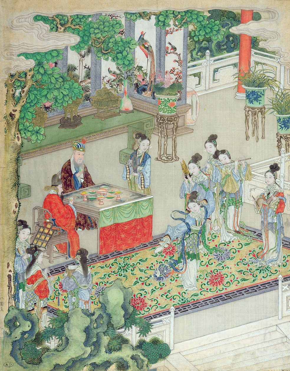 Rozrywka chińskiego mandaryna (kolor na jedwabiu) autorstwa Chinese School