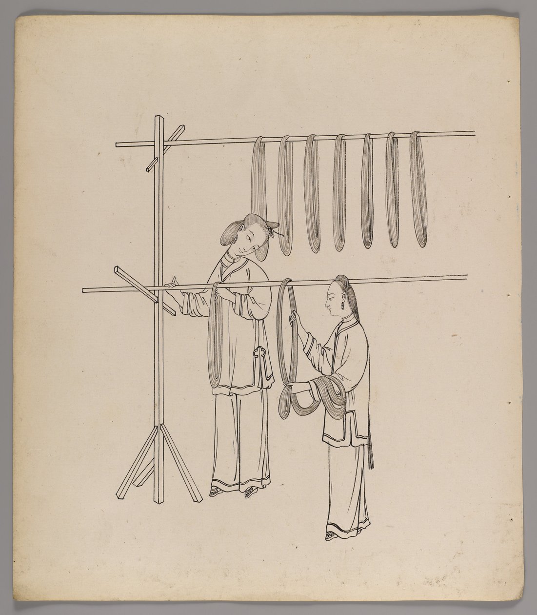 Album osobnych kart: Uprawa i produkcja jedwabiu (tusz na papierze) (zob. też 499288-303) autorstwa Chinese School