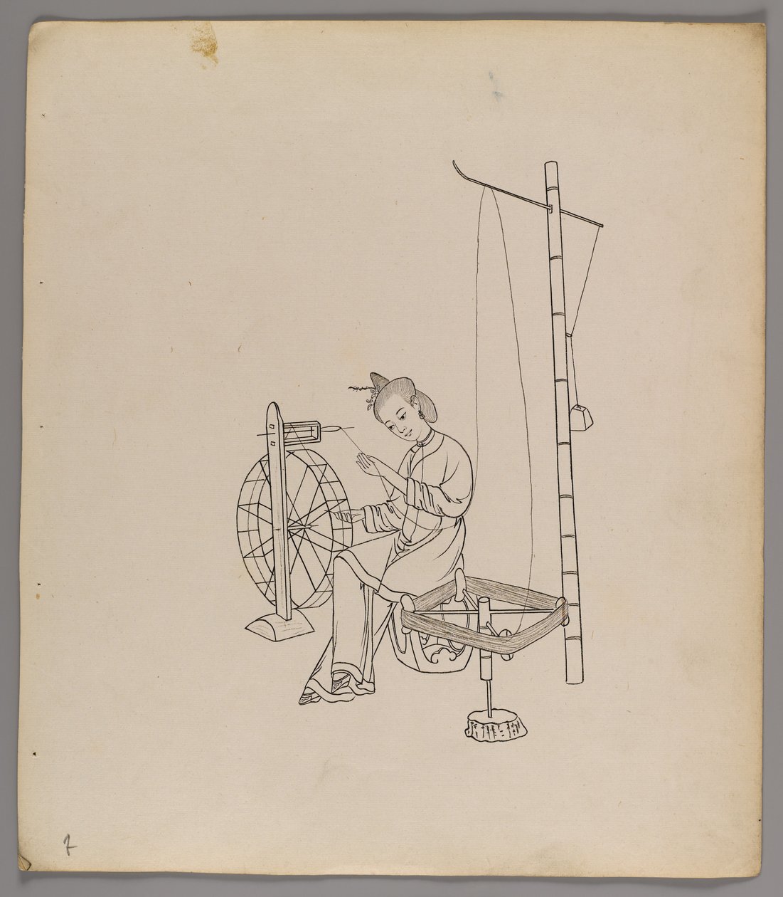 Album osobnych kart: Uprawa i produkcja jedwabiu (tusz na papierze) (zob. też 499288-303) autorstwa Chinese School