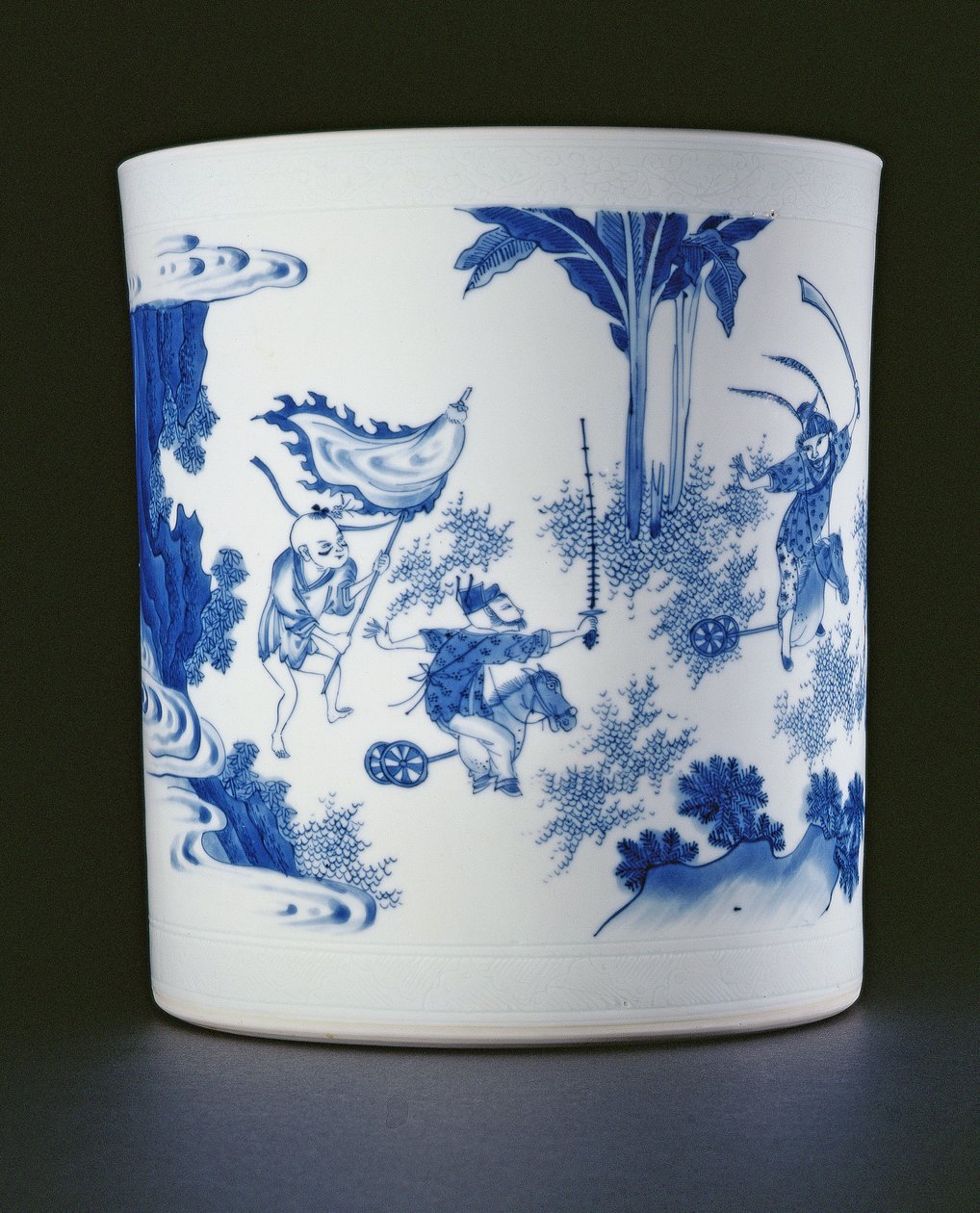 Niebiesko-biała szczotka namalowana z damą i chłopcami bawiącymi się na koniach hobbystycznych, Chongzheng, 1630-44 (porcelana) (patrz 205936) autorstwa Chinese School