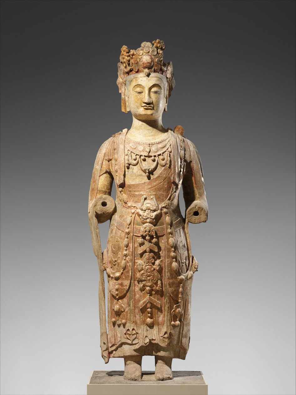 Bodhisattwa, prawdopodobnie Avalokiteshvara (Guanyin), ok. 550-60 (piaskowiec z pigmentem) autorstwa Chinese School