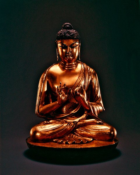 Budda Vairocana (Dari), dynastia Tang (618-907), początek VIII wieku (brąz złocony i ołowiany) autorstwa Chinese School