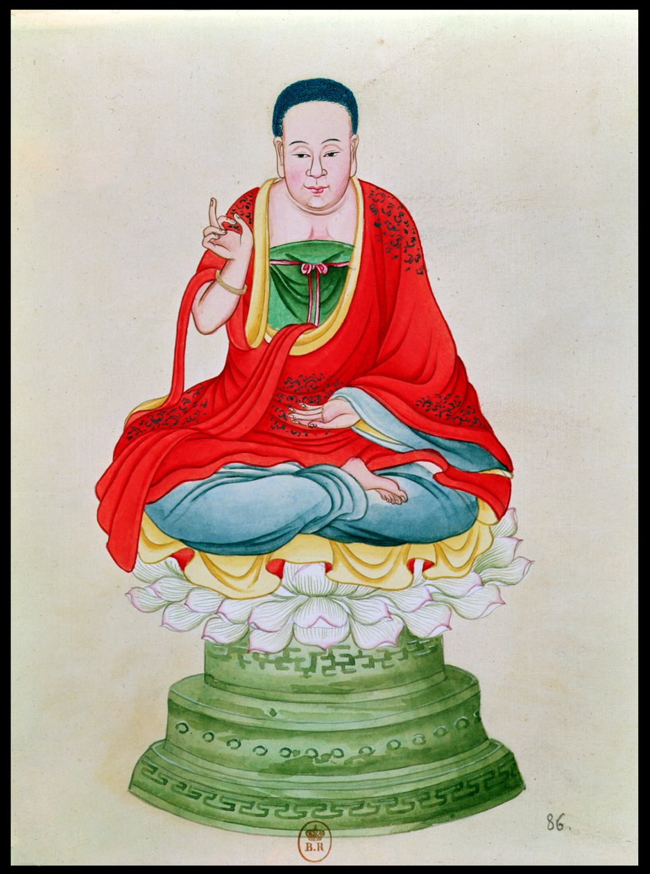 Budda siedzący na kwiecie lotosu (wc na papierze) autorstwa Chinese School