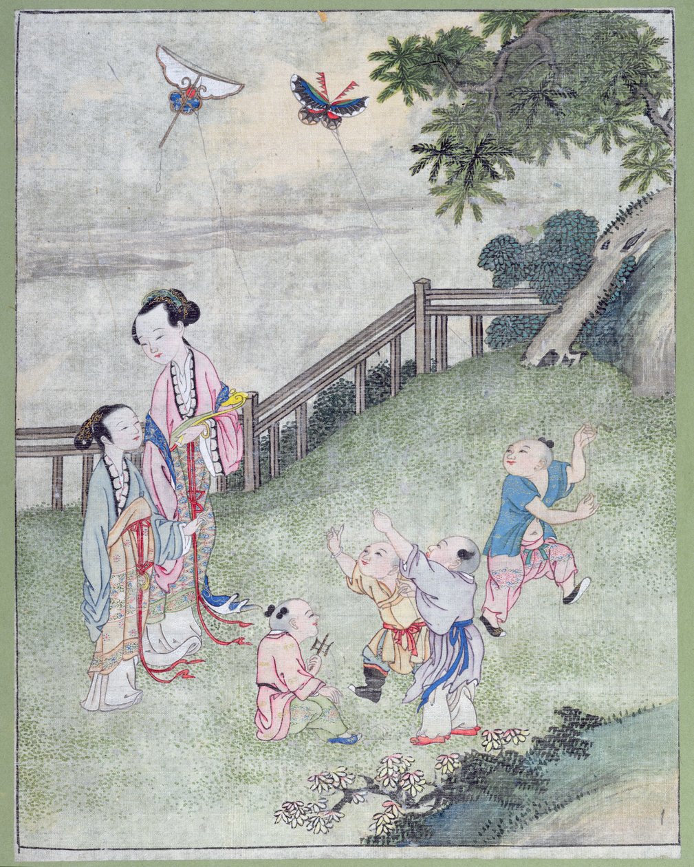 Dzieci bawiące się latawcami, autorstwa Chinese School
