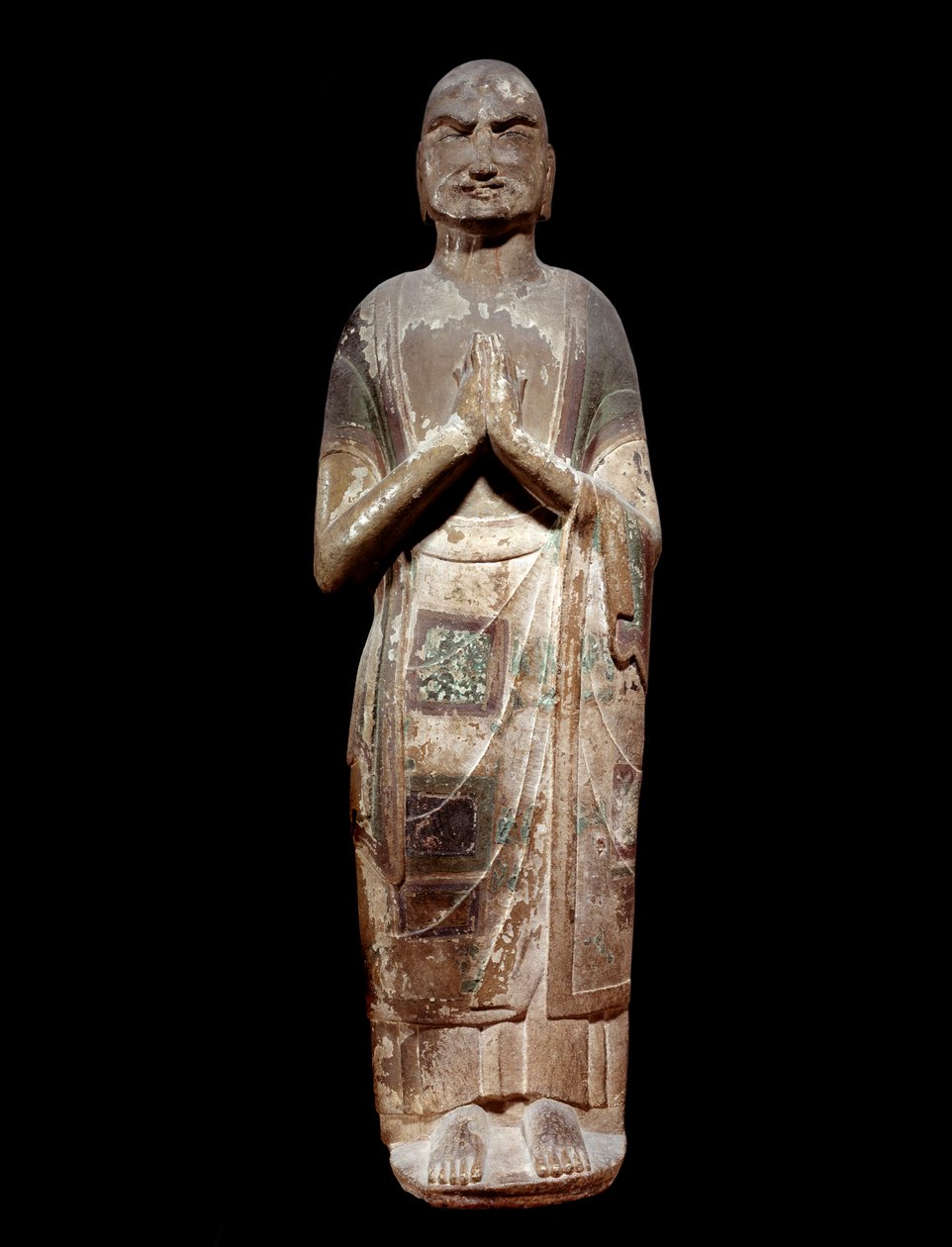 Sztuka chińska: posąg przedstawiający kasyapa, mnicha ucznia Buddy. Dynastia Sui (581-618 ne). Paryż, Muzeum Guimet, Muzeum Sztuki Azjatyckiej. autorstwa Chinese School