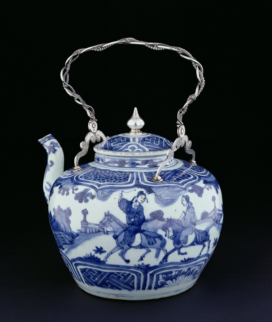 Chiński czajniczek z europejskim uchwytem, okres przejściowy, ok. 1640 (porcelana ze srebrem) autorstwa Chinese School