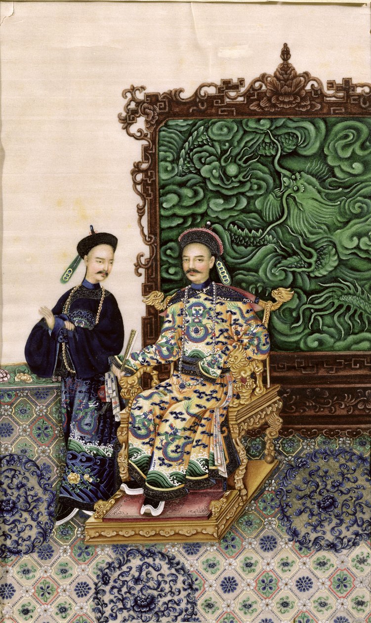 Cesarz siedzący z mężczyzną autorstwa Chinese School