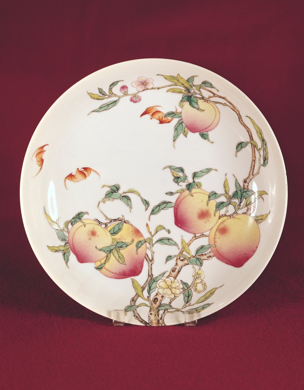 Famille talerz różany zdobiony wzorem moreli, dynastia Qing (porcelana) autorstwa Chinese School