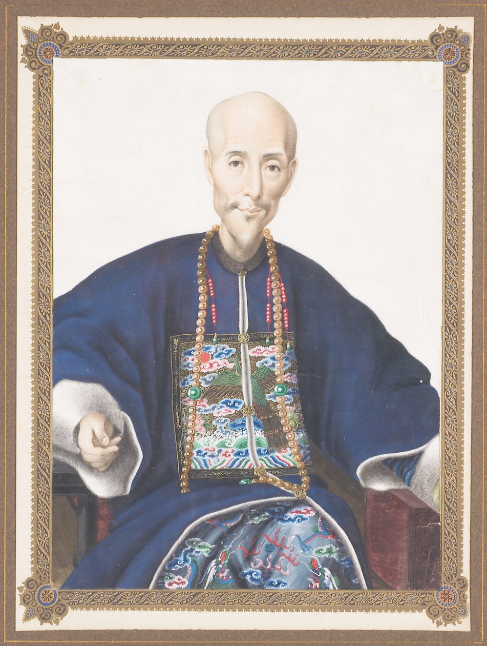 Oprawiony portret Howqua autorstwa Chinese School