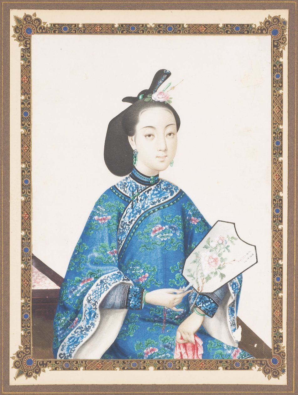 Oprawiony portret żony Howqua, ok. 1850-70 autorstwa Chinese School
