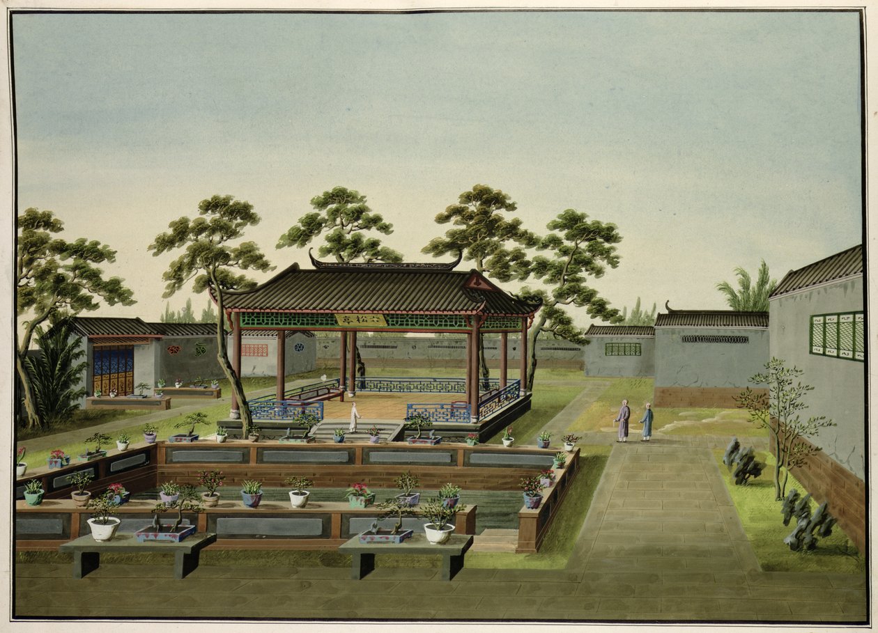 Scena ogrodowa, ok. 1820-40 (wc na papierze) autorstwa Chinese School
