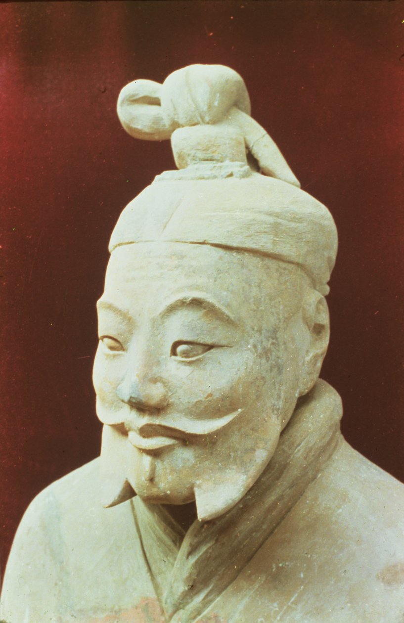 Głowa wojownika, Terakotowa Armia, Dynastia Qin, 210 pne (szczegół) autorstwa Chinese School