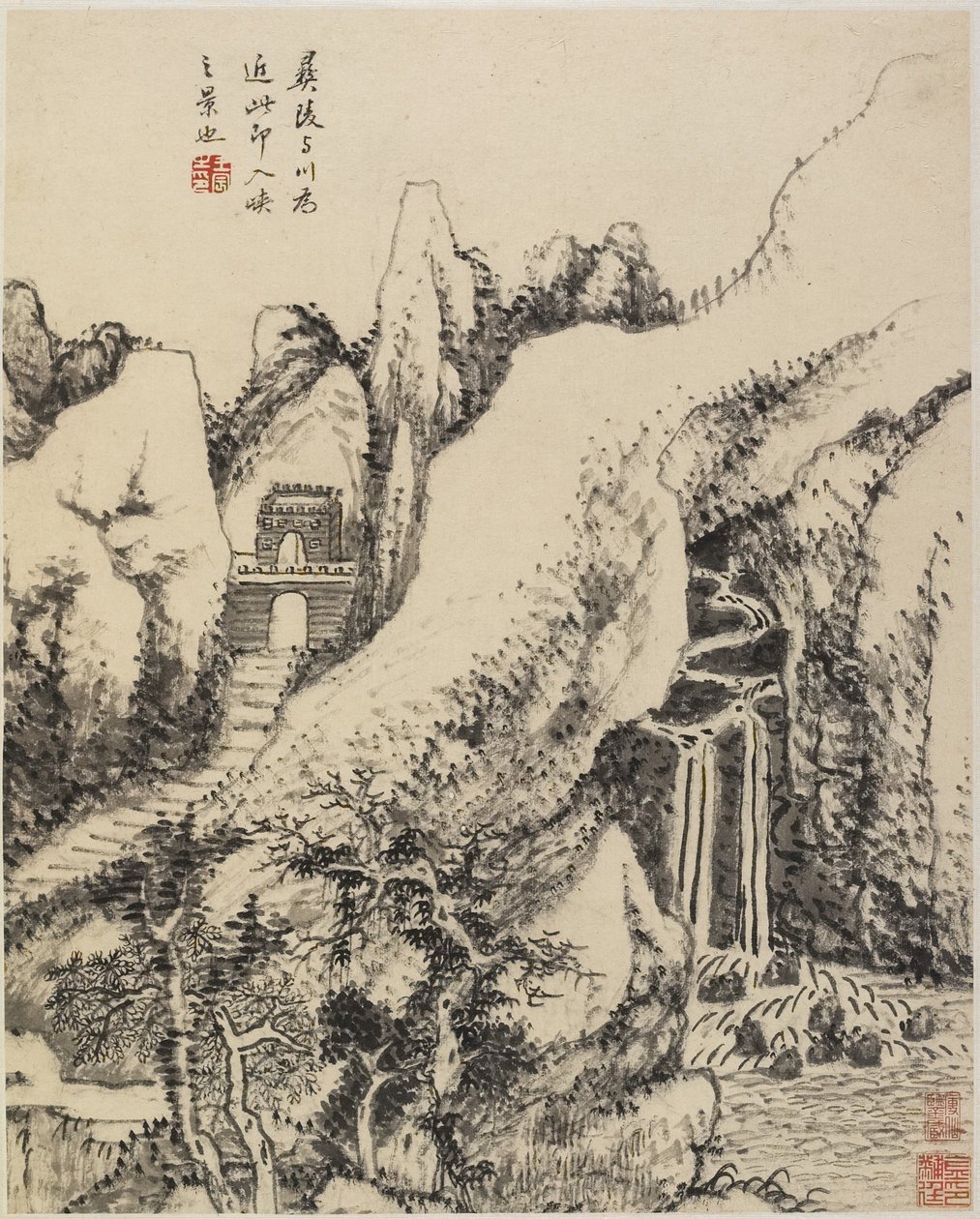 Krajobraz (tusz na papierze) autorstwa Chinese School