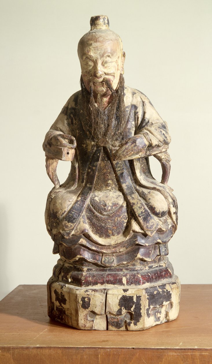 Lao-Tzu (ok.604-531) w koronie Mistrza (drewno malowane) autorstwa Chinese School
