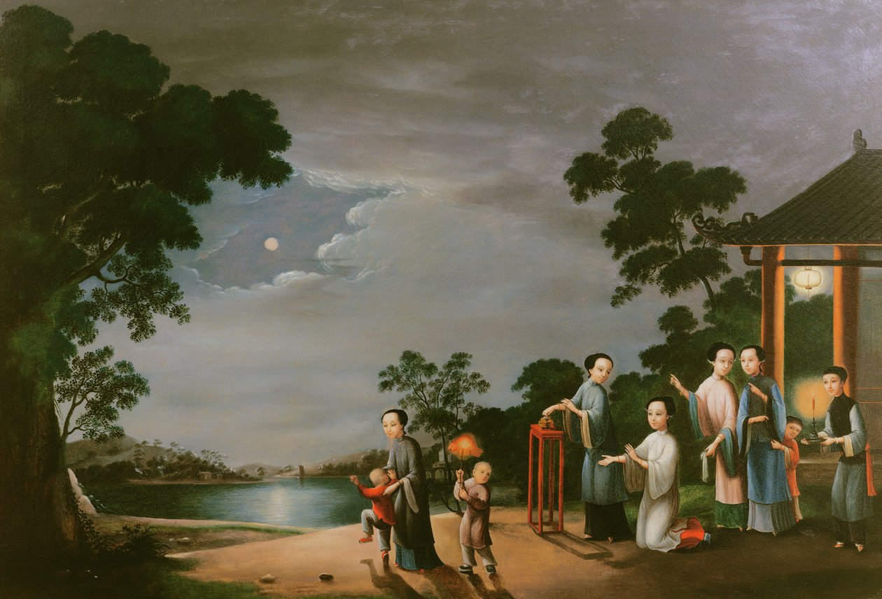 Święto Księżyca Środka Jesieni, ok. 1800 autorstwa Chinese School