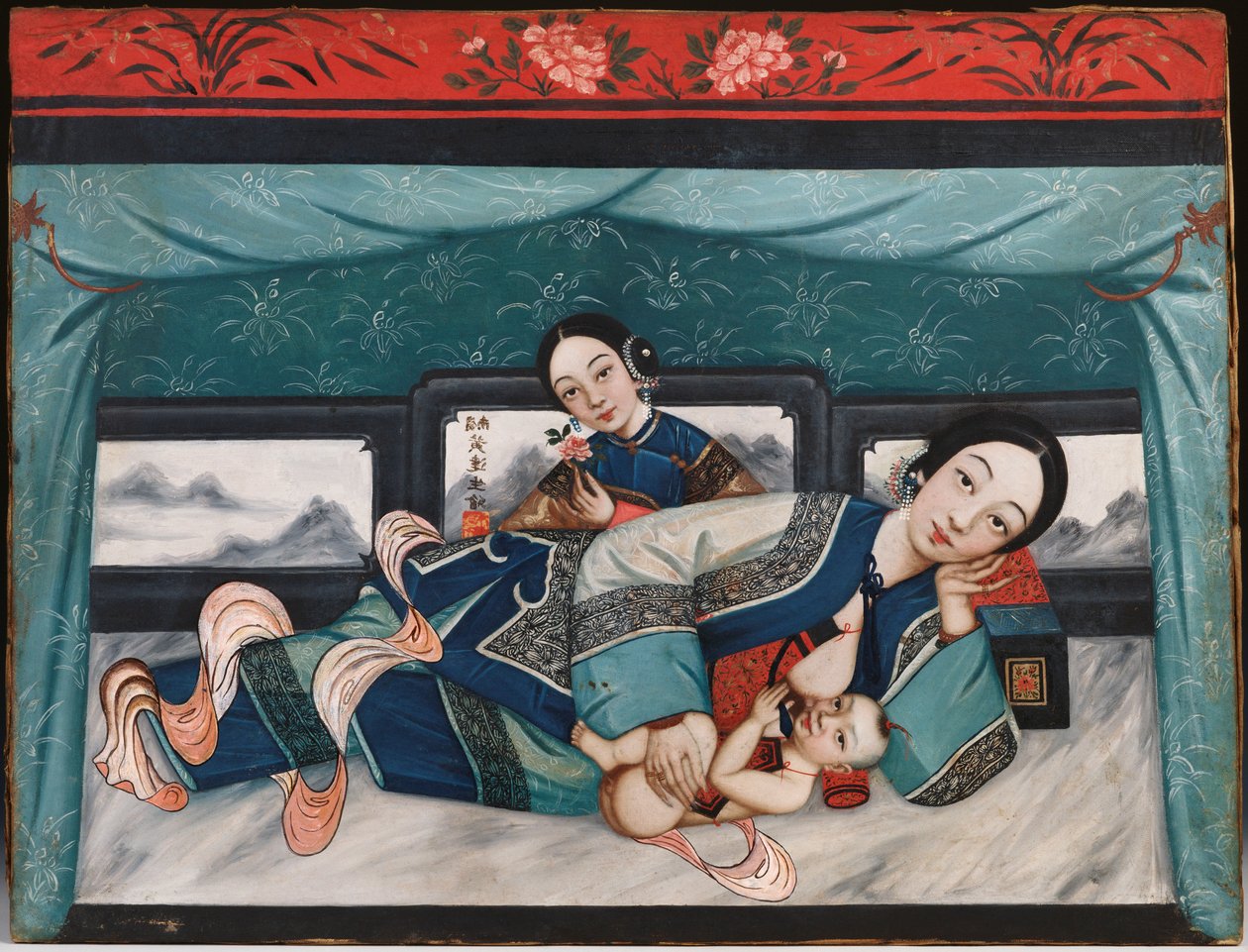Matki karmiące z dziećmi i opiekunką, ok. 1870 r autorstwa Chinese School