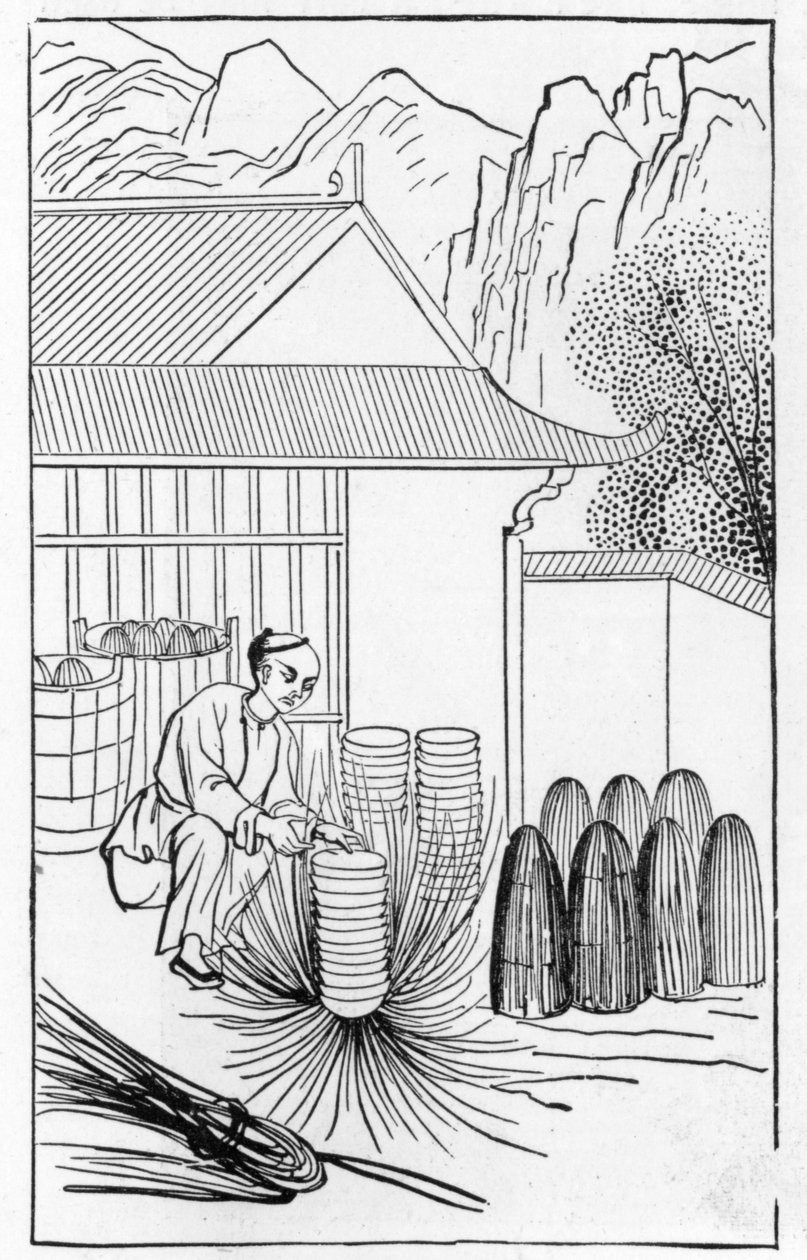 Pakowanie porcelany, z serii ilustracji dotyczących produkcji porcelany (patrz 384116 i 384117 dla całych serii) autorstwa Chinese School