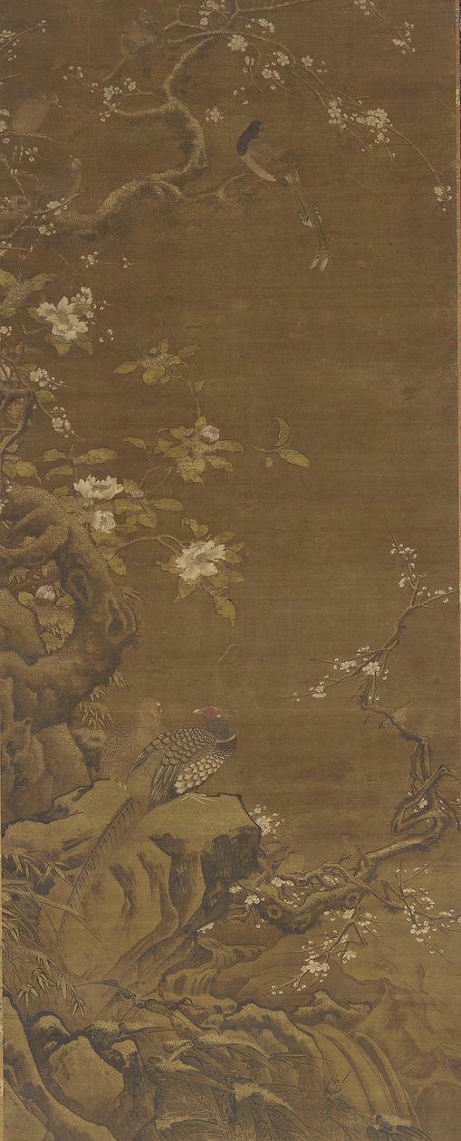 Bażanty i ośnieżone śliwki, dynastia Ming lub Qing, XV-XVIII w. autorstwa Chinese School