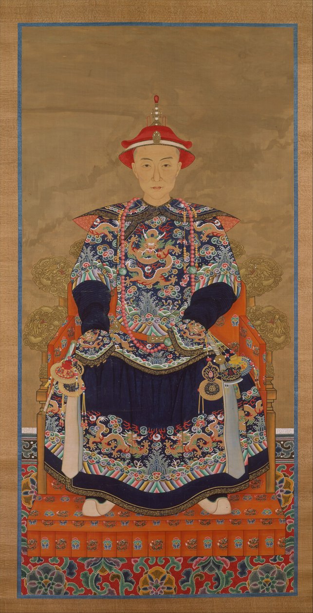 Portret cesarza Qianlong jako młodego mężczyzny, wiszący zwój autorstwa Chinese School