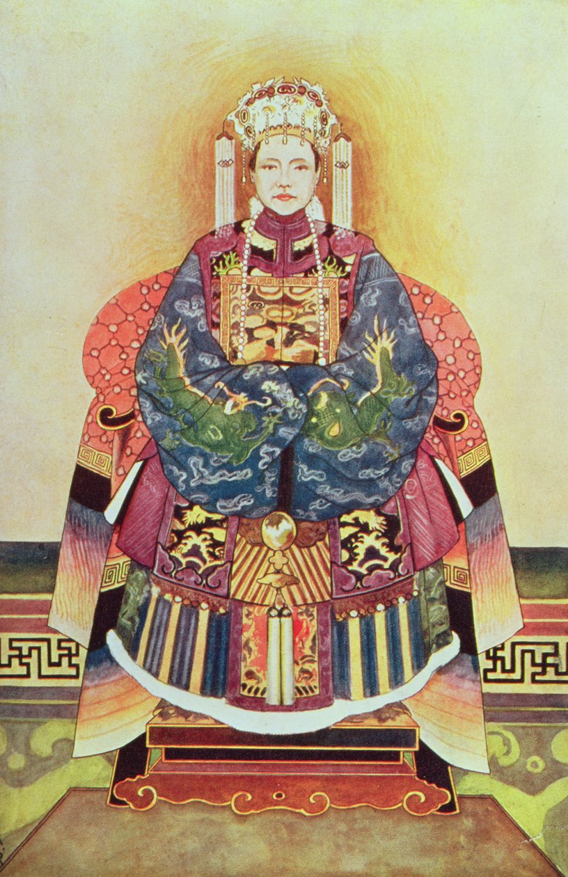 Portret Tzu Hsi, cesarzowej wdowy (1835-1908) autorstwa Chinese School