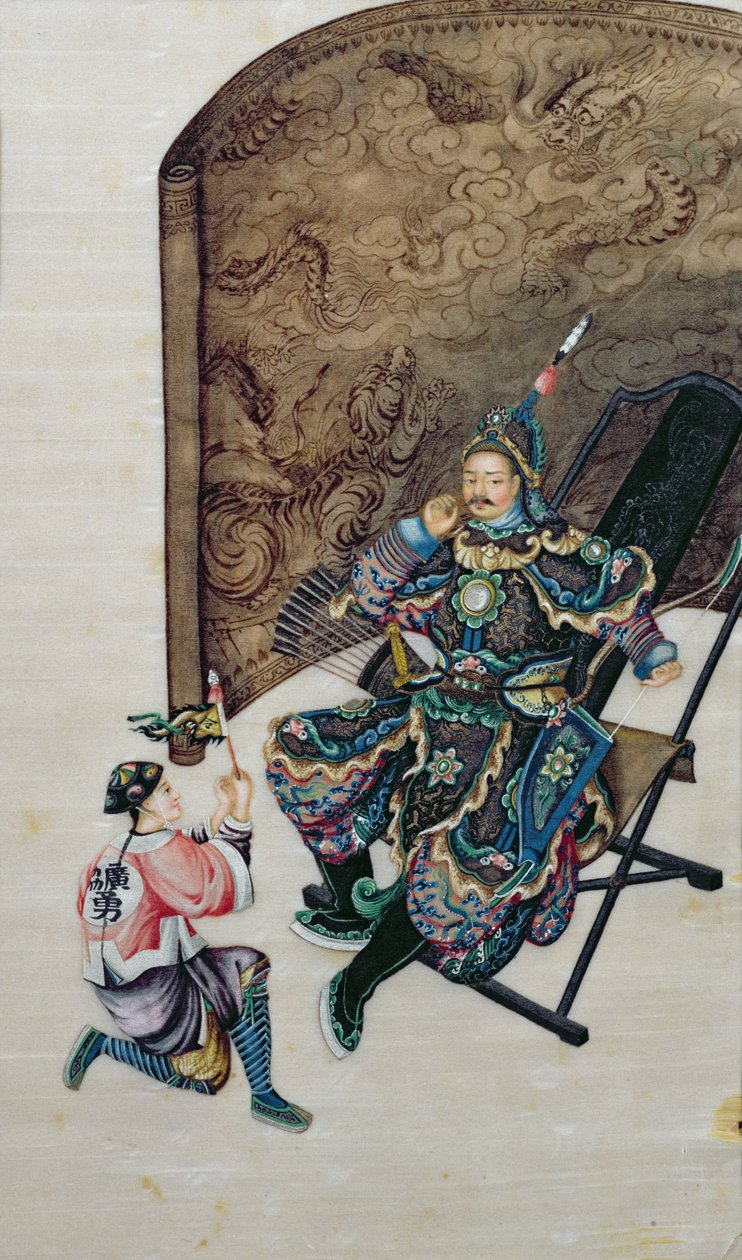 Siedzący wojownik z żołnierzem autorstwa Chinese School
