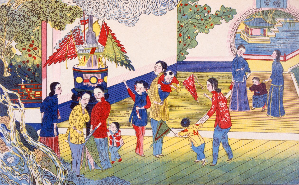 Tchoung Tsieou Chang Yué (drewnodruk) autorstwa Chinese School