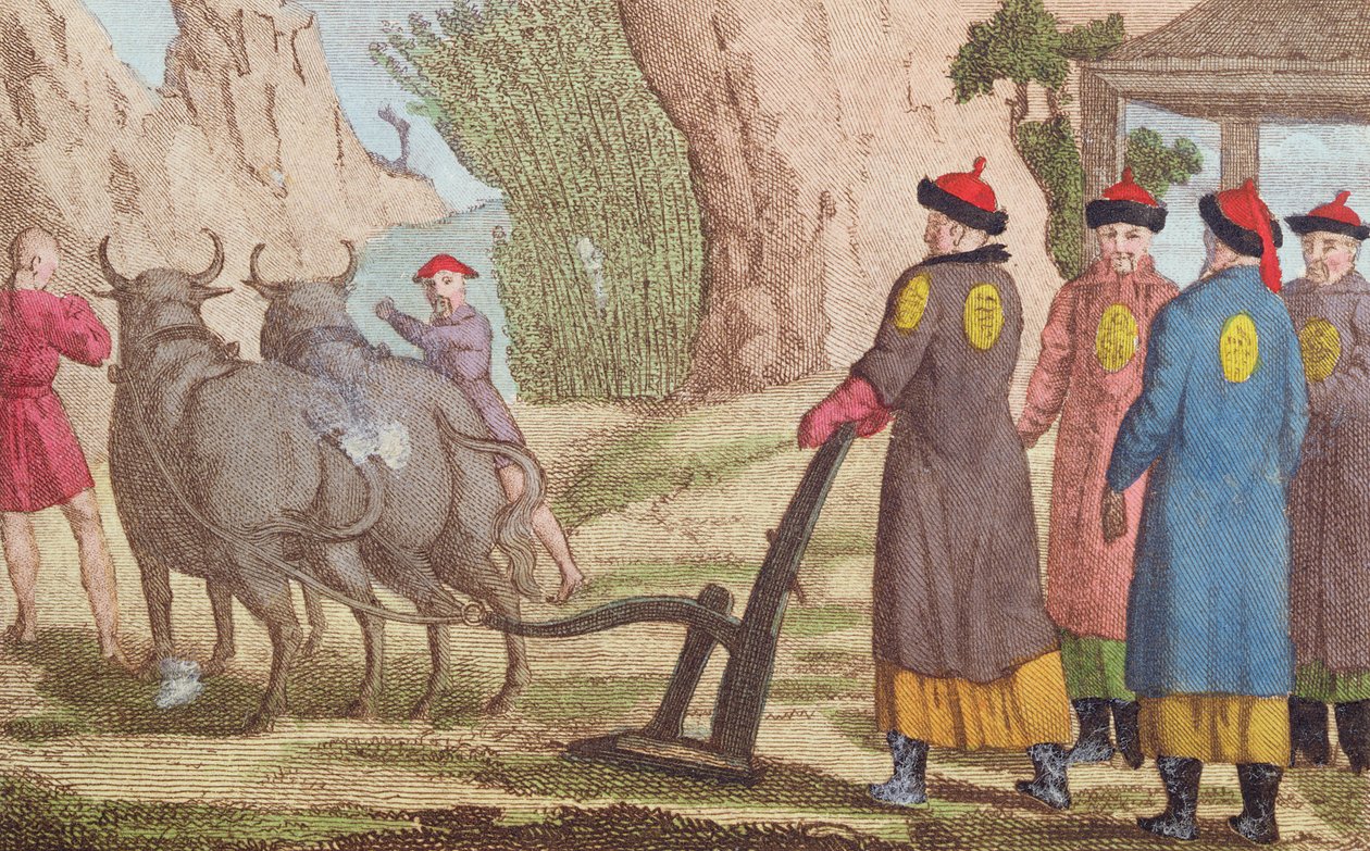 Święto orki w Chinach, ilustracja tytułowa do La Chine en Miniature, J.B. Breton, Paryż, red. Nepveu, 1811 (kolorowe grawerowanie) autorstwa Chinese School
