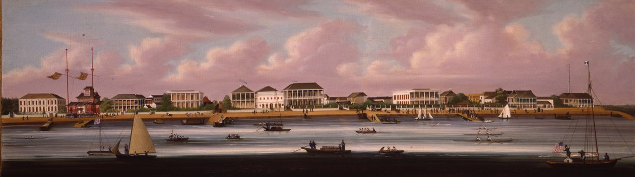 Regaty szanghajskie z widokiem na Bund, ok. 1850 autorstwa Chinese School