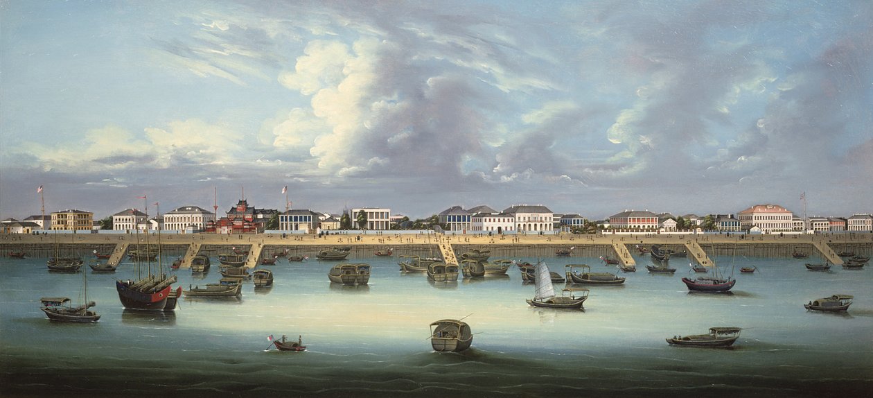 Widok Bundu w Szanghaju, ok. 1855 autorstwa Chinese School