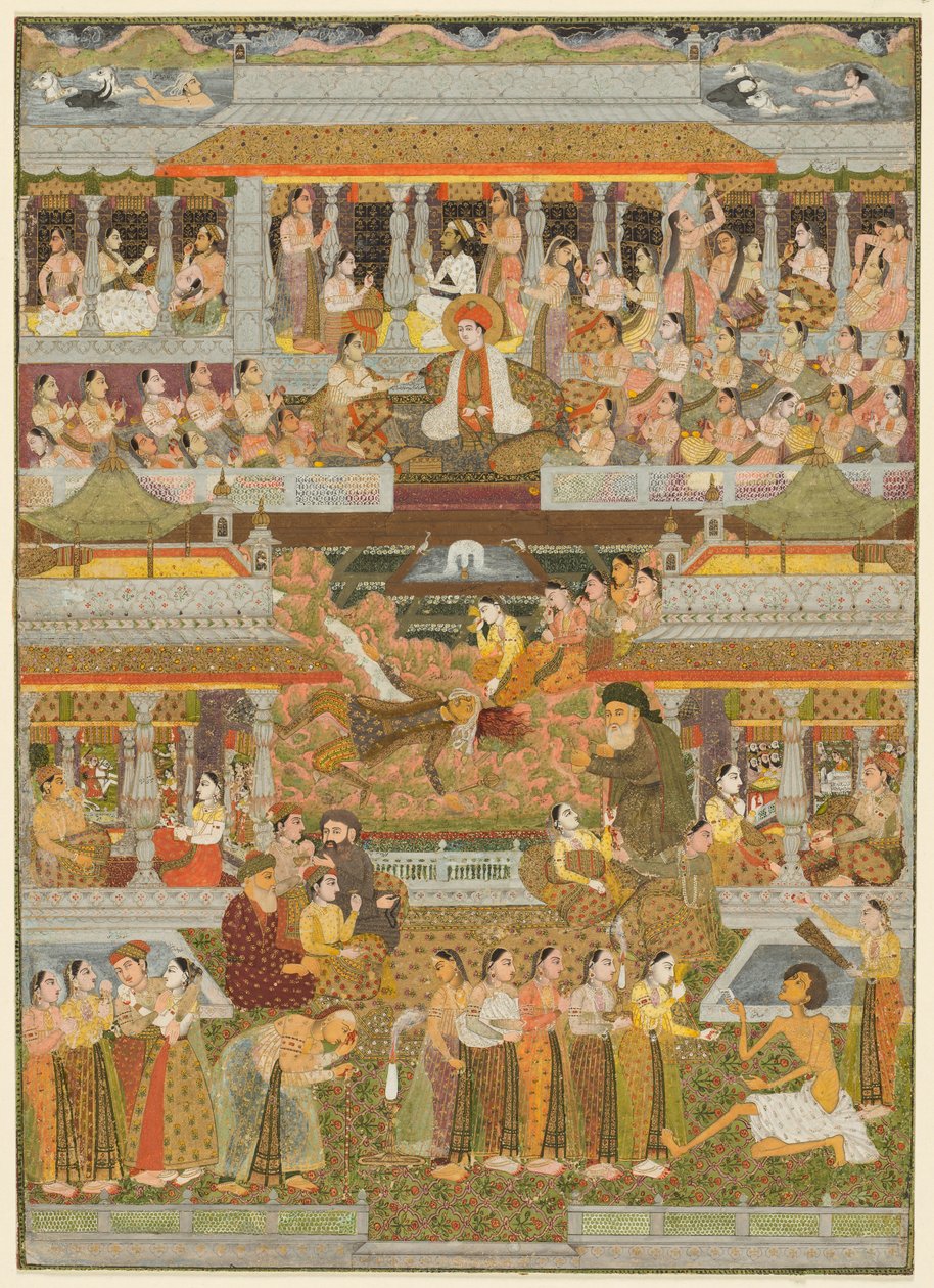 Kochankowie i ukochani: Złożenie scen z literatury perskiej, urdu i sanskryckiej, c. 1735. autorstwa Chitarman II