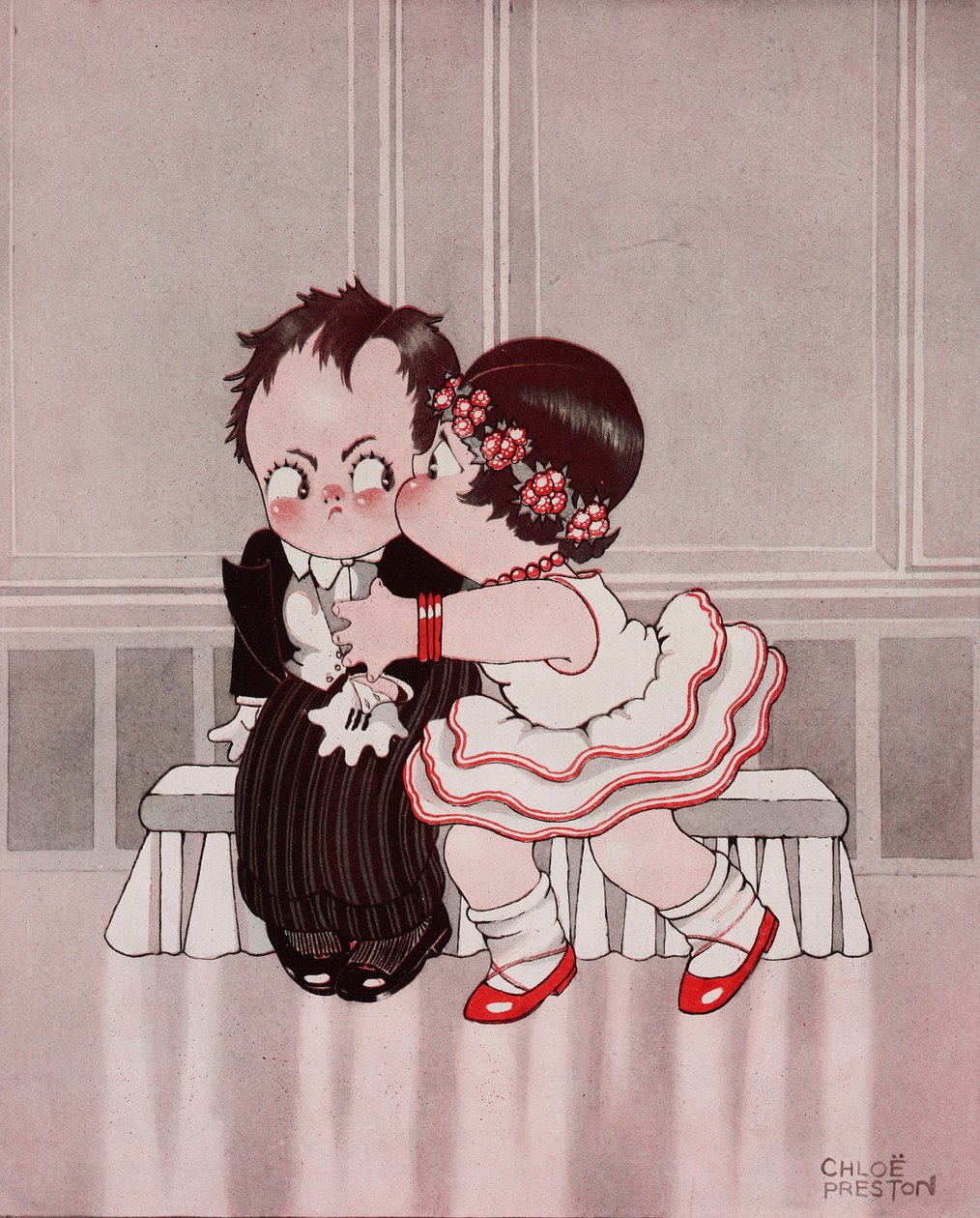 Stała nimfa, Irytujący pocałunek, rysunek Chloe Preston (1887-1969) z The Tatler, nr 1370, 28 września autorstwa Chloe Preston
