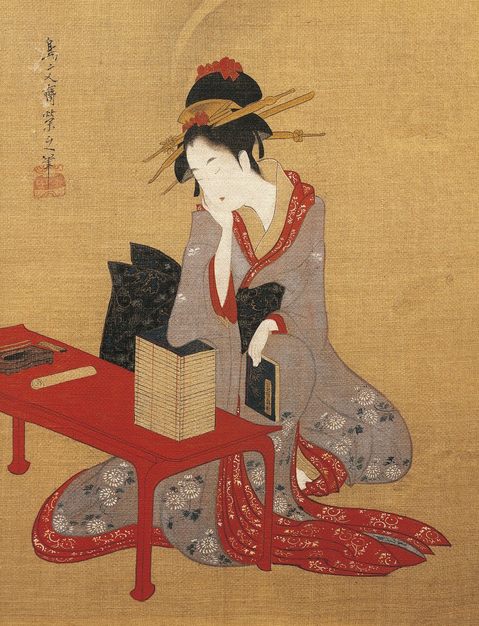 Dreamy Oiran (prostytutka wysokiej rangi) autorstwa Chobunsai Eishi