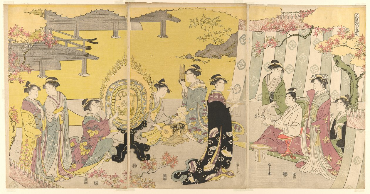 Momiji no ga, z serii „Modna parodia opowieści o Genji (Furyu yatsushi Genji)” autorstwa Chobunsai Eishi