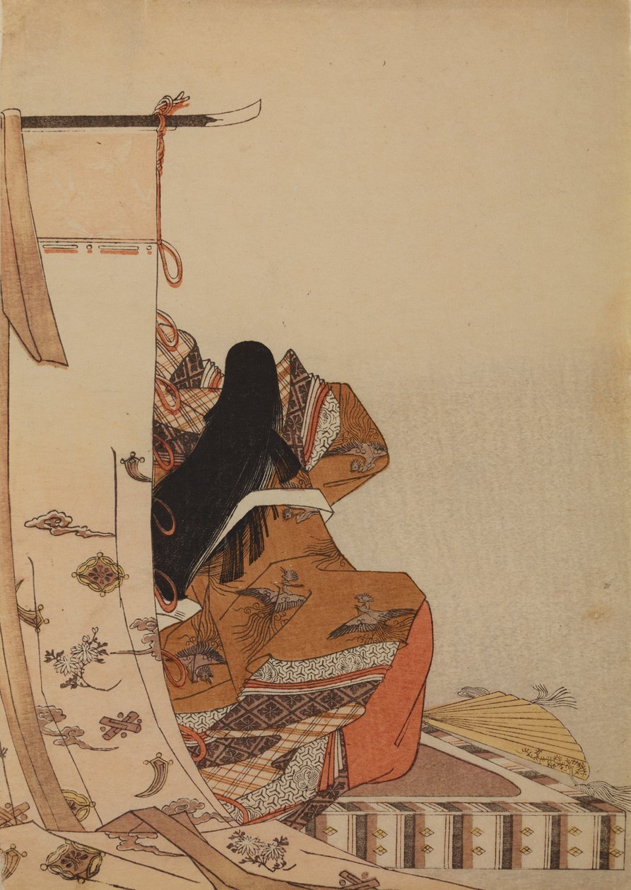 Poetka Shikishi Naishinno, z albumu: Nishikizukuri onna sanjurokkasen ezukushi autorstwa Chobunsai Eishi