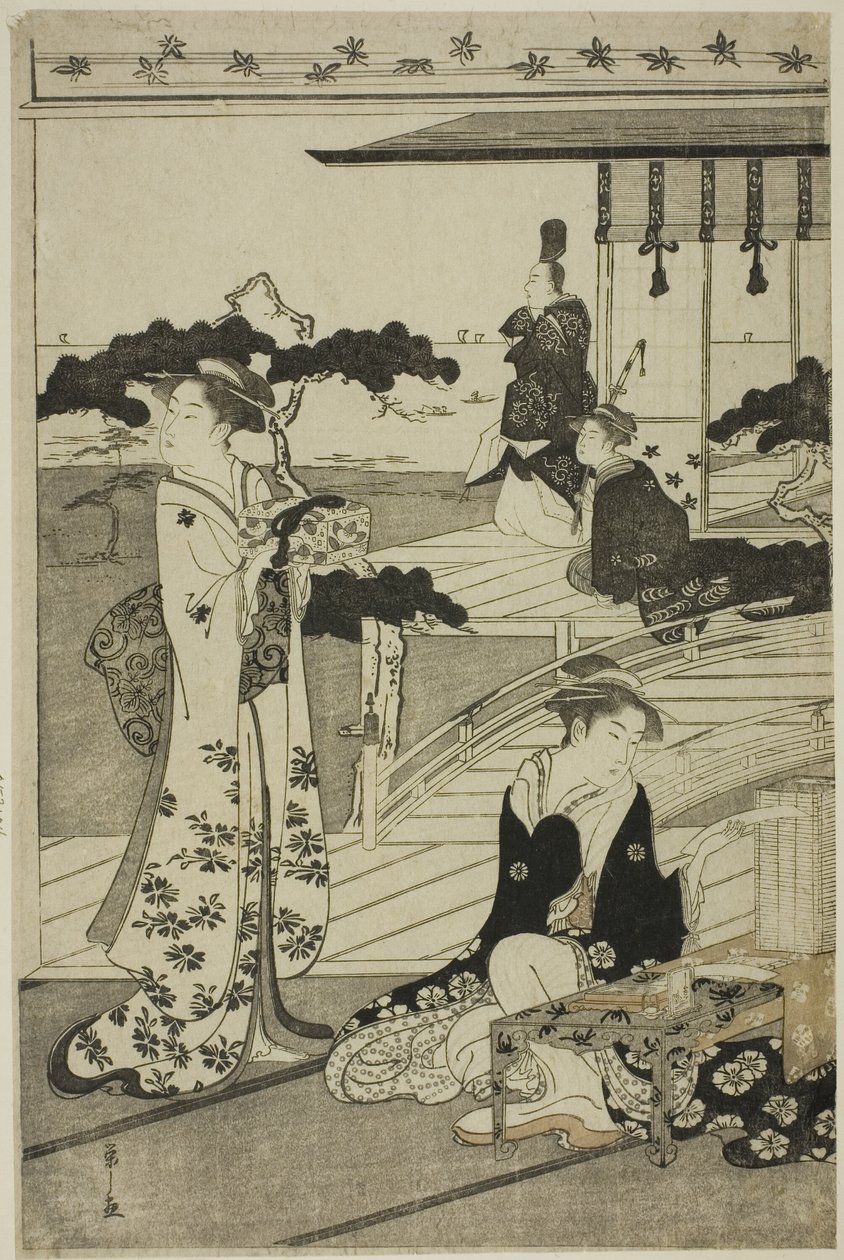Suma, z serii „Modna parodia opowieści o Genji (Furyu yatsushi Genji)” autorstwa Chobunsai Eishi